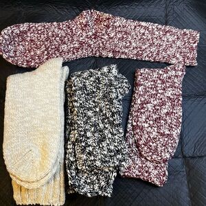 Cozy Knit Socks Set in Red, Black, and Cream